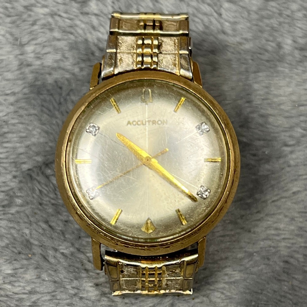 Bulova Accutron Watch Tuning Fork 214 Watch Diamond Dial 10K Gold Filled M6 1966 - Picture 7 of 16